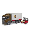 BR03582,Bruder camion UPS Scania Super 560R si stivuitor