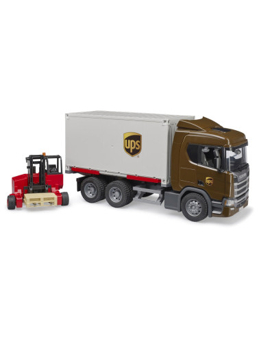 BR03582,Bruder camion UPS Scania Super 560R si stivuitor