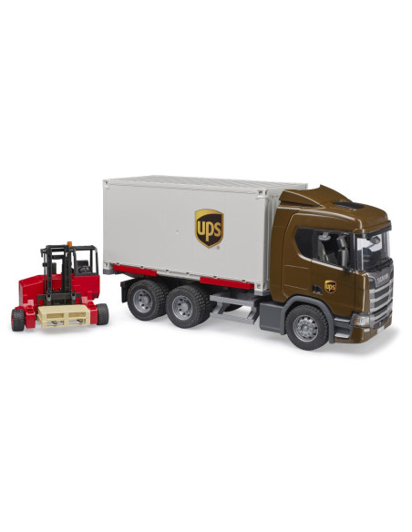 BR03582,Bruder camion UPS Scania Super 560R si stivuitor