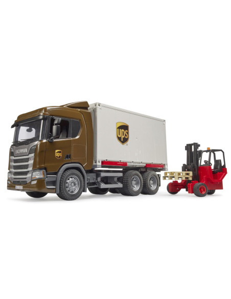 BR03582,Bruder camion UPS Scania Super 560R si stivuitor