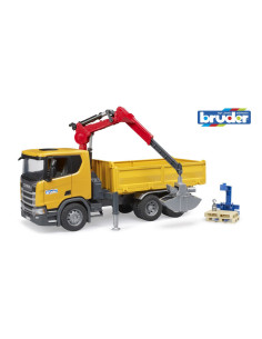BR03551,Bruder camion de constructii Scania Super 560R cu macara si 2 paleti 2