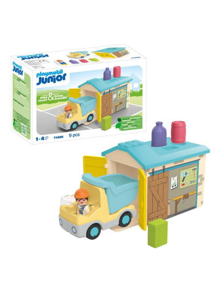 PM71686,Playmobil Junior - Camion cu garaj de sortare