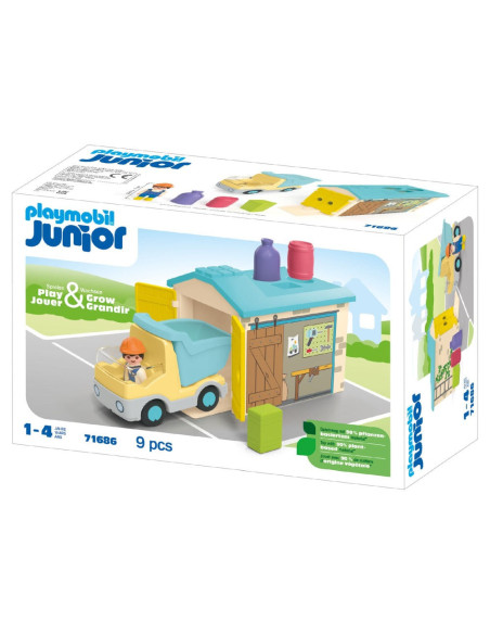 PM71686,Playmobil Junior - Camion cu garaj de sortare