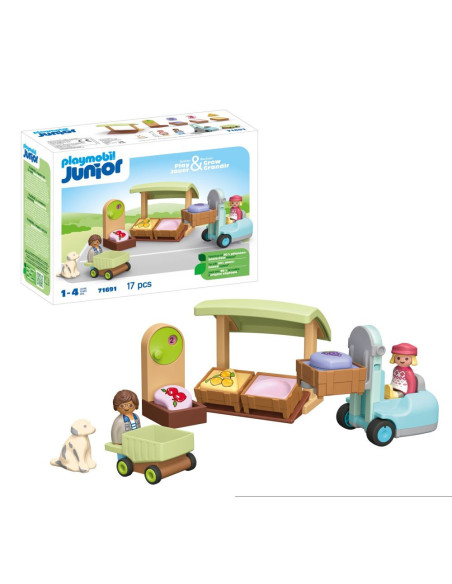 PM71691,Playmobil Junior - Taraba la piata si stivuitor