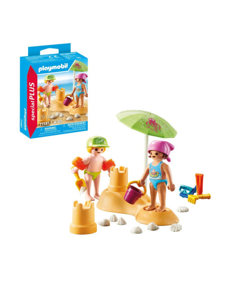 PM71581,Playmobil - Figurine copii cu castel de nisip