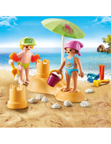 PM71581,Playmobil - Figurine copii cu castel de nisip