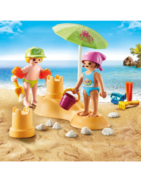 PM71581,Playmobil - Figurine copii cu castel de nisip