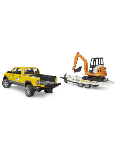 BR02546,Bruder Masina RAM 2500 cu remorca si mini excavator