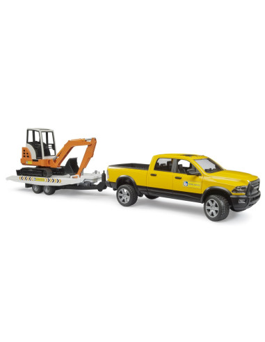 BR02546,Bruder Masina RAM 2500 cu remorca si mini excavator