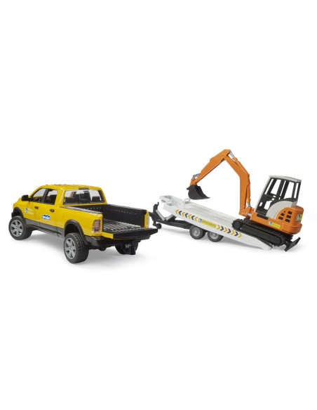 BR02546,Bruder Masina RAM 2500 cu remorca si mini excavator