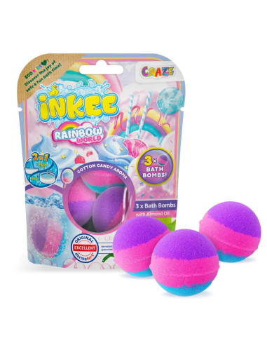 CRZ60698,Craze - Bile de baie Inkee 3 buc curcubeu parfumat