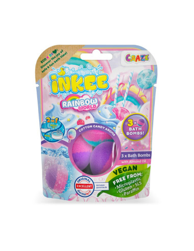 CRZ60698,Craze - Bile de baie Inkee 3 buc curcubeu parfumat