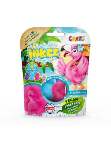 CRZ55380,Craze - Bombe de baie Inkee 3 buc asortate in forma de Flamingo