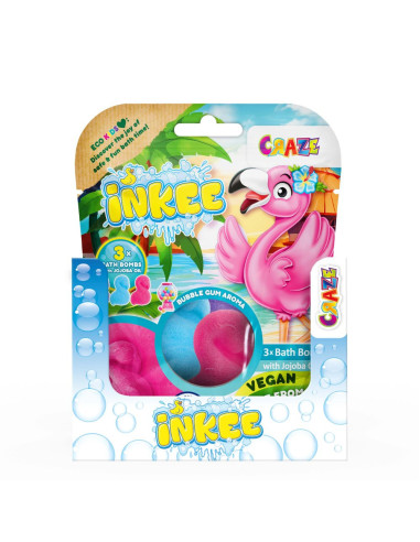 CRZ55380,Craze - Bombe de baie Inkee 3 buc asortate in forma de Flamingo
