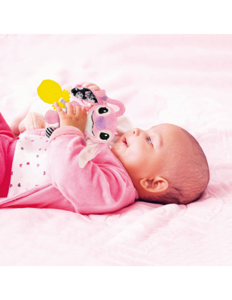 CL17937,Clementoni - Jucarie senzoriala plus Disney Stitch Angel cu zornaitoare pentru dezvoltarea simturilor
