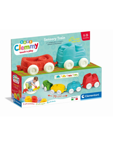 CL17961,Clementoni - Jucarie educationala Soft Clemmy tren senzorial pentru dezvoltarea senzoriala si motorie a copiilor