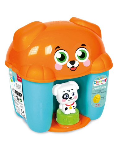 CL17769,Clementoni - Jucarie educationala Soft Clemmy cos Catelus cu cuburi de constructie moi si lavabile