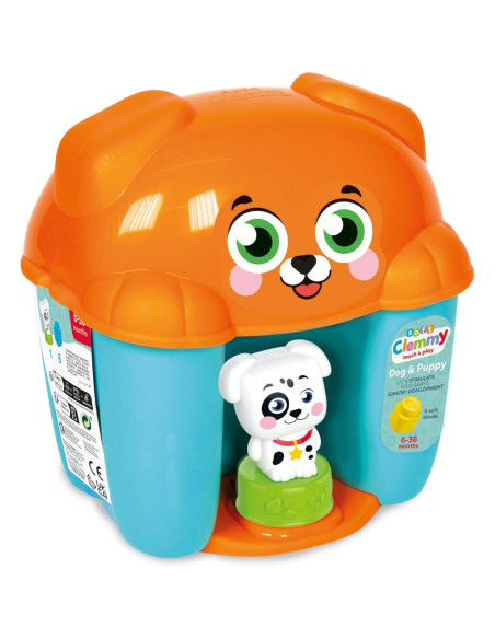 CL17769,Clementoni - Jucarie educationala Soft Clemmy cos Catelus cu cuburi de constructie moi si lavabile