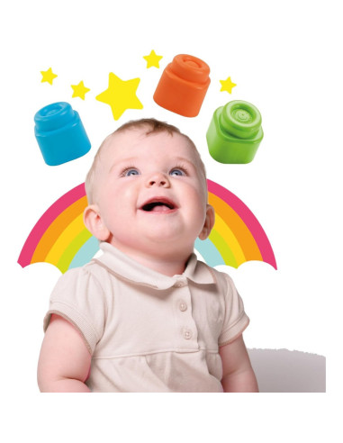 CL17769,Clementoni - Jucarie educationala Soft Clemmy cos Catelus cu cuburi de constructie moi si lavabile
