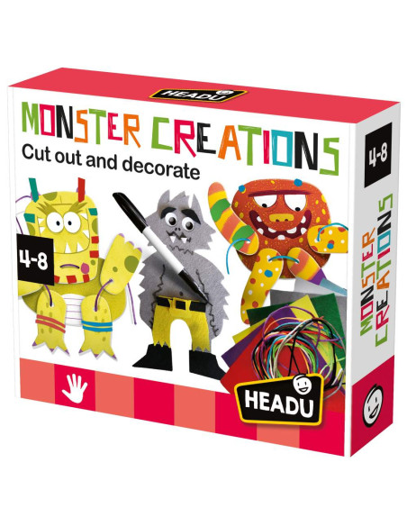 HE54235,Headu - Set de creatie monstri cu diferite tehnici creative 4-8 ani