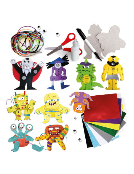 HE54235,Headu - Set de creatie monstri cu diferite tehnici creative 4-8 ani