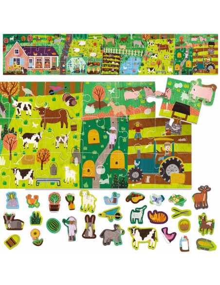 HE59087,Headu - Puzzle si stickere Ferma cu 48 piese