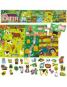 HE59087,Headu - Puzzle si stickere Ferma cu 48 piese