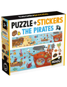 HE59155,Headu - Puzzle Pirati cu peste 200 de stickere ce se pot repozitiona