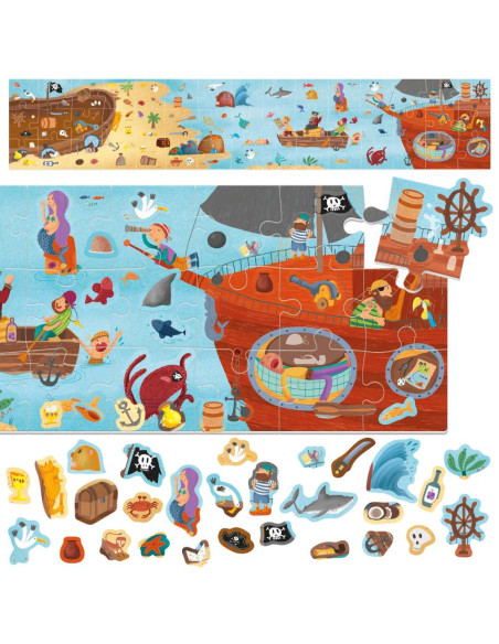 HE59155,Headu - Puzzle Pirati cu peste 200 de stickere ce se pot repozitiona