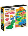 HE59025,Headu - Montessori primul meu puzzle cu Dinozauri ce include 4 forme din lemn