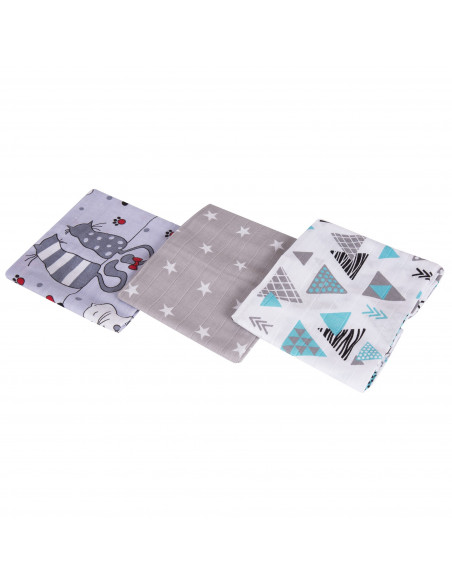 Set 3 Museline din bumbac 100%, Scutec multifunctional, 65 x 75