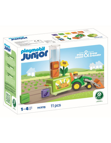 PM71773,Playmobil - Junior dezvoltare prin joaca Tractor cu incarcatura si semanatoare