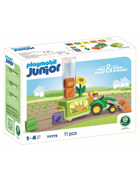 PM71773,Playmobil - Junior dezvoltare prin joaca Tractor cu incarcatura si semanatoare