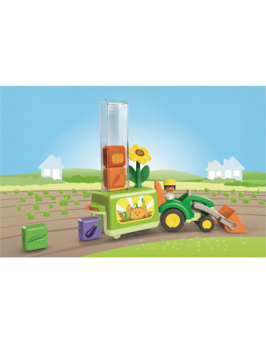 PM71773,Playmobil - Junior dezvoltare prin joaca Tractor cu incarcatura si semanatoare