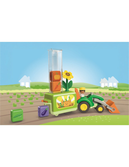 PM71773,Playmobil - Junior dezvoltare prin joaca Tractor cu incarcatura si semanatoare