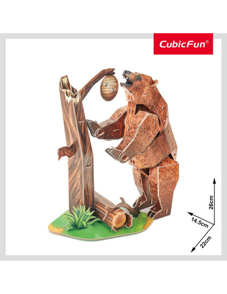CUDS1096h,Cubic Fun - Puzzle 3D urs maro 88 piese