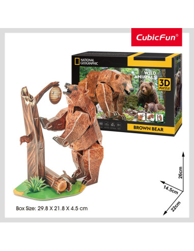 CUDS1096h,Cubic Fun - Puzzle 3D urs maro 88 piese