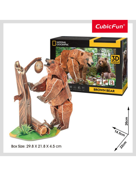 CUDS1096h,Cubic Fun - Puzzle 3D urs maro 88 piese