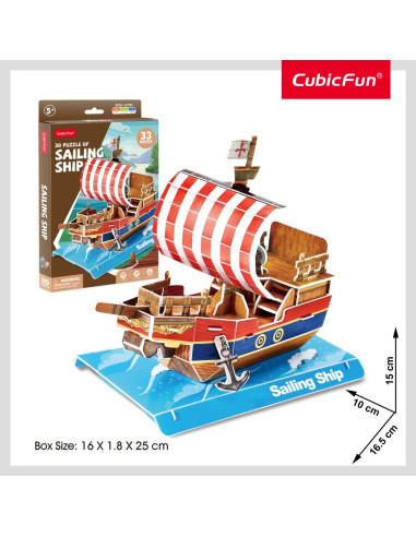 CUW3122h,Cubic Fun - Puzzle 3D nava cu panze 33 piese