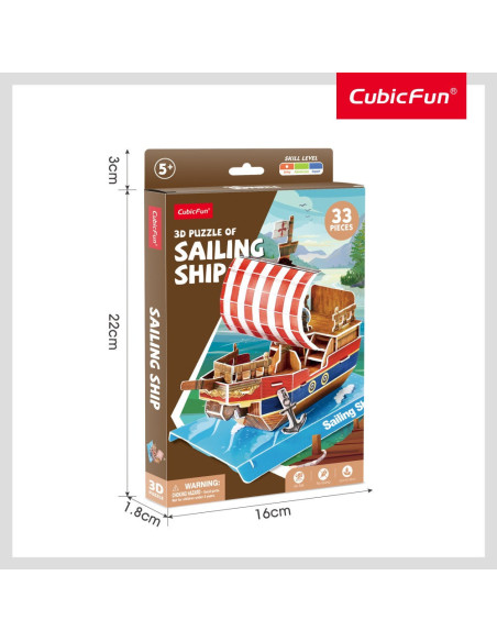 CUW3122h,Cubic Fun - Puzzle 3D nava cu panze 33 piese