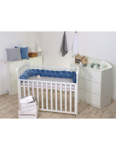 Protectie laterala patut bebe, Bumper impletit, Inchidere