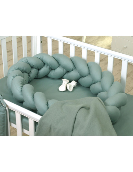 Protectie laterala patut bebe, Bumper impletit, Inchidere