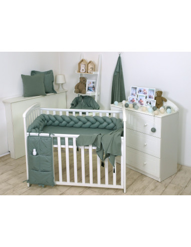 Protectie laterala patut bebe, Bumper impletit, Inchidere