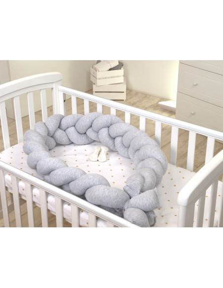 Protectie laterala patut bebe, Bumper impletit, Inchidere