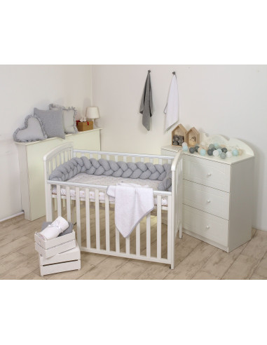 Protectie laterala patut bebe, Bumper impletit, Inchidere