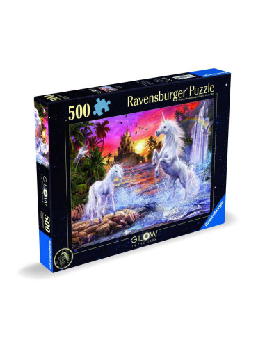 RVSPA00471,Ravensburger - Puzzle unicorni la rau 500 piese care lumineaza in intuneric design nou