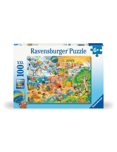 RVSPC04050,Ravensburger - Puzzle distractia copiilor in cele 4 anotimpuri 100 piese XXL