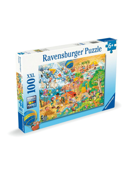 RVSPC04050,Ravensburger - Puzzle distractia copiilor in cele 4 anotimpuri 100 piese XXL