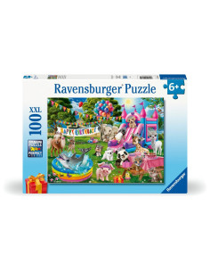 RVSPC04161,Ravensburger - Puzzle petrecere aniversara cu animalute 100 piese XXL