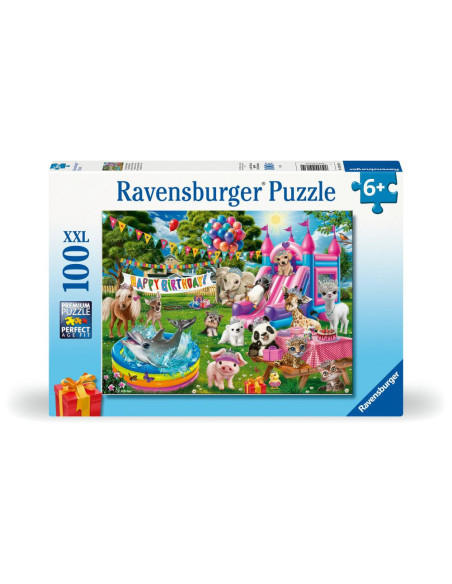 RVSPC04161,Ravensburger - Puzzle petrecere aniversara cu animalute 100 piese XXL